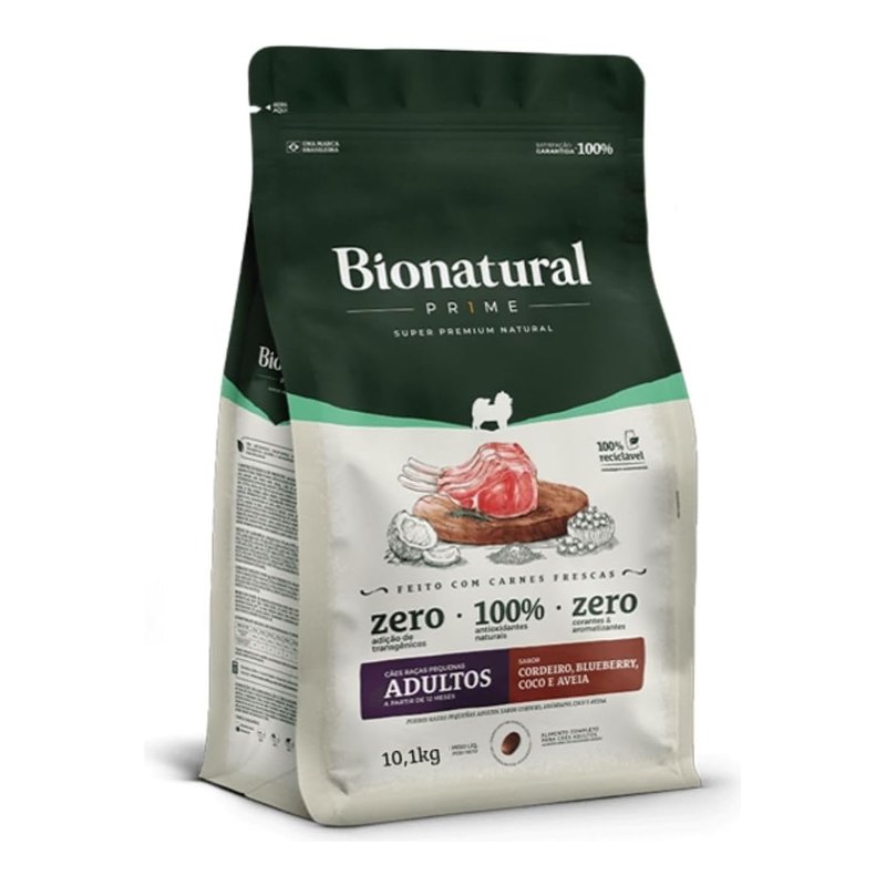 Bionatural Prime Cães Adultos Raças Pequenas Cordeiro 10,1 kg