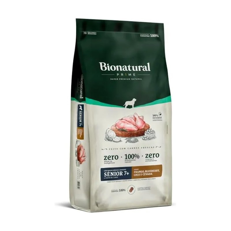 Bionatural Prime Cães Sênior 7+ Raças Médias e Grandes Frango 15 kg