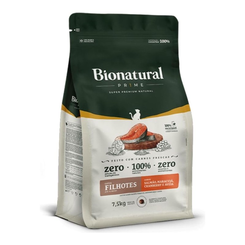 Bionatural Prime Gatos Filhotes Salmão 7,5 kg