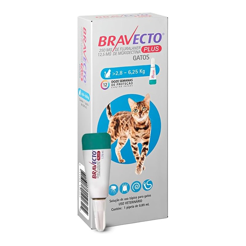 Bravecto Plus Gatos 250 mg para Gatos de 2,8 a 6,25 kg