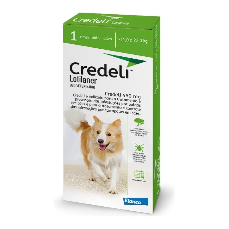 Credeli 450 mg Antipulgas e Carrapatos para Cães de 11 a 22 kg