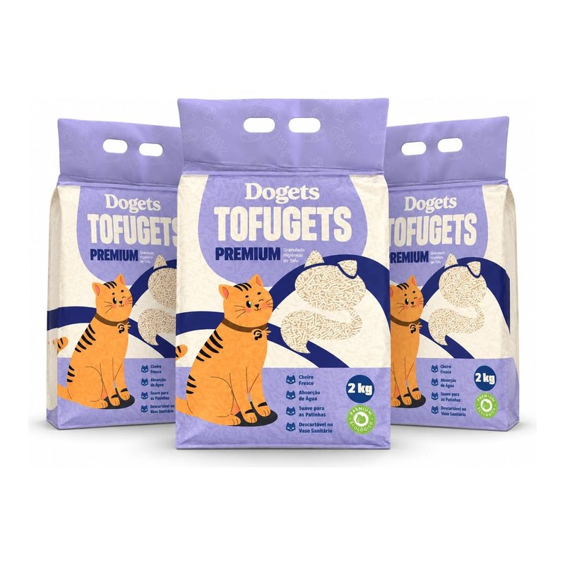 Dogets Tofugets Areia de Tofu Kit com 3