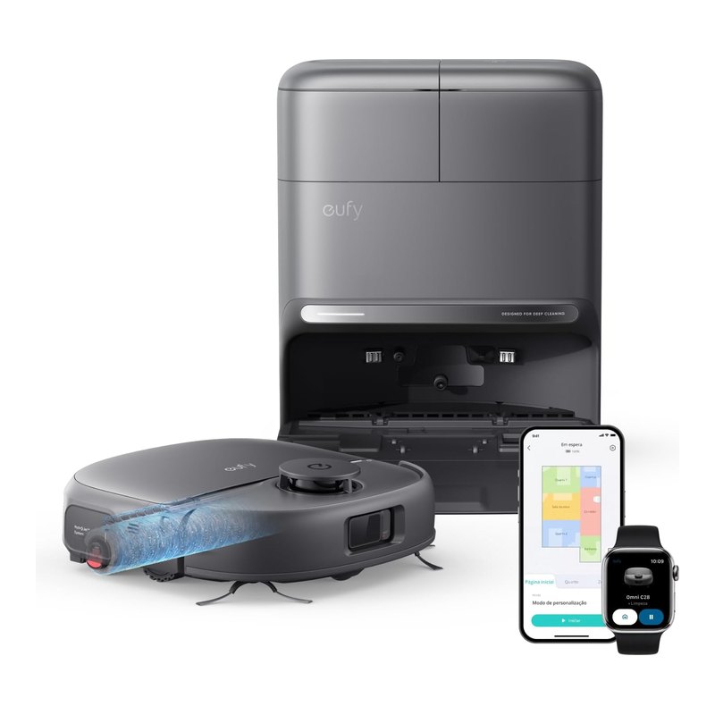 eufy C28 Robô Aspirador com Rolo Esfregão e Estação Lava e Seca 127V