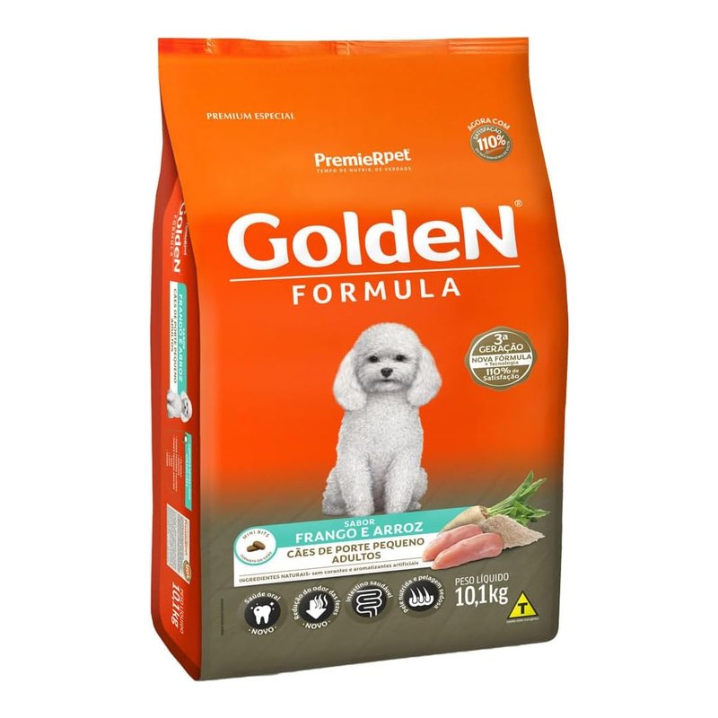 Golden Fórmula Mini Bits Cães Adultos Raças Pequenas Frango e Arroz 10,1 kg