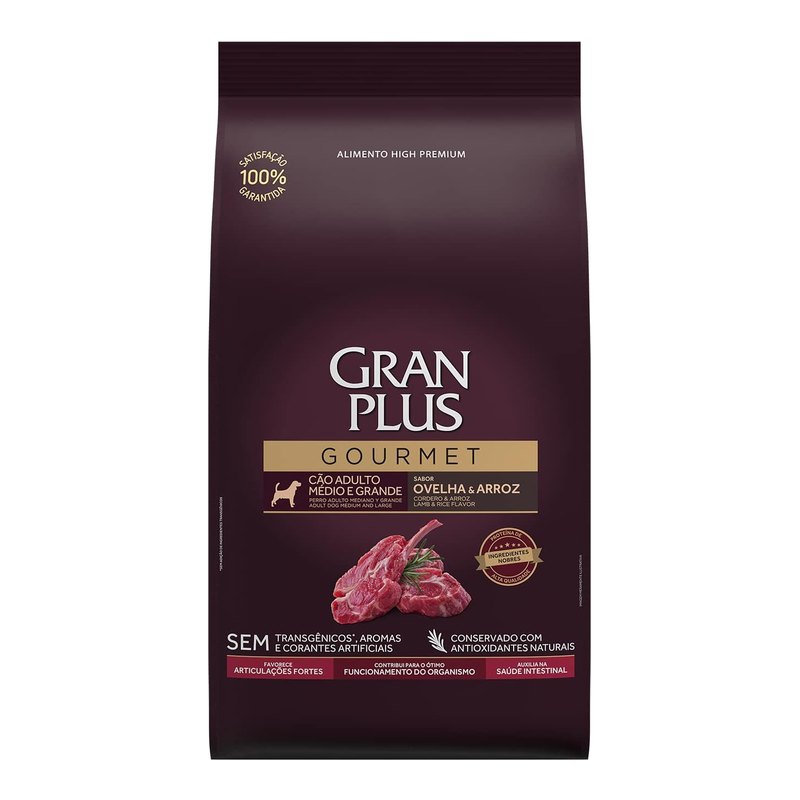 GranPlus Gourmet Cães Adultos Médio e Grande Ovelha e Arroz 15 kg