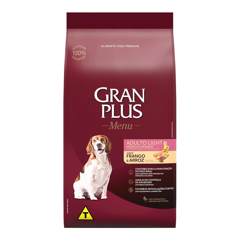 GranPlus Menu Light Cães Adultos Frango e Arroz 15 kg