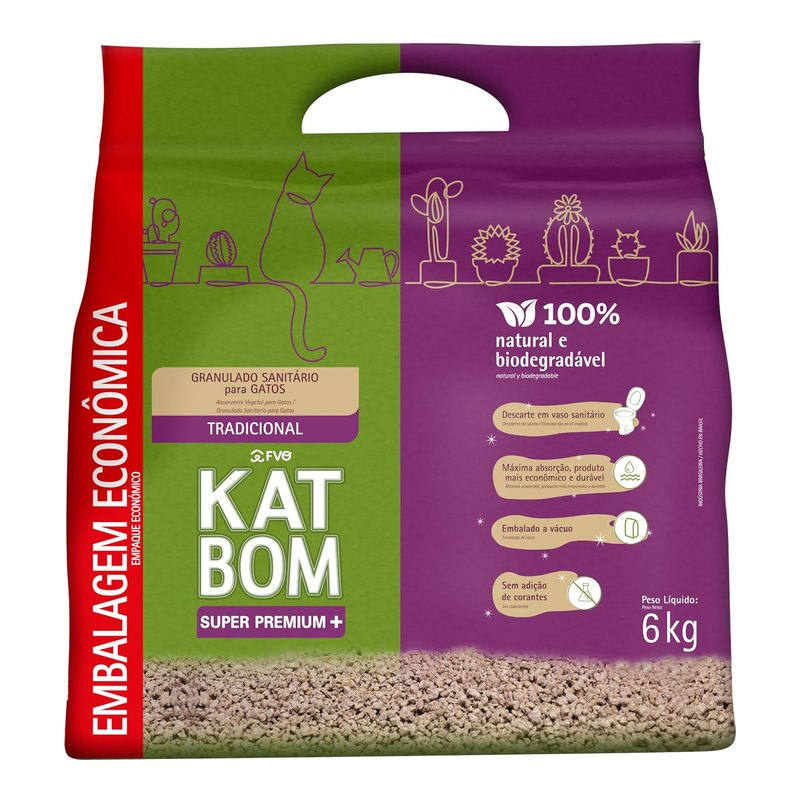 Katbom Granulado Sanitário Econômico Tradicional 6kg