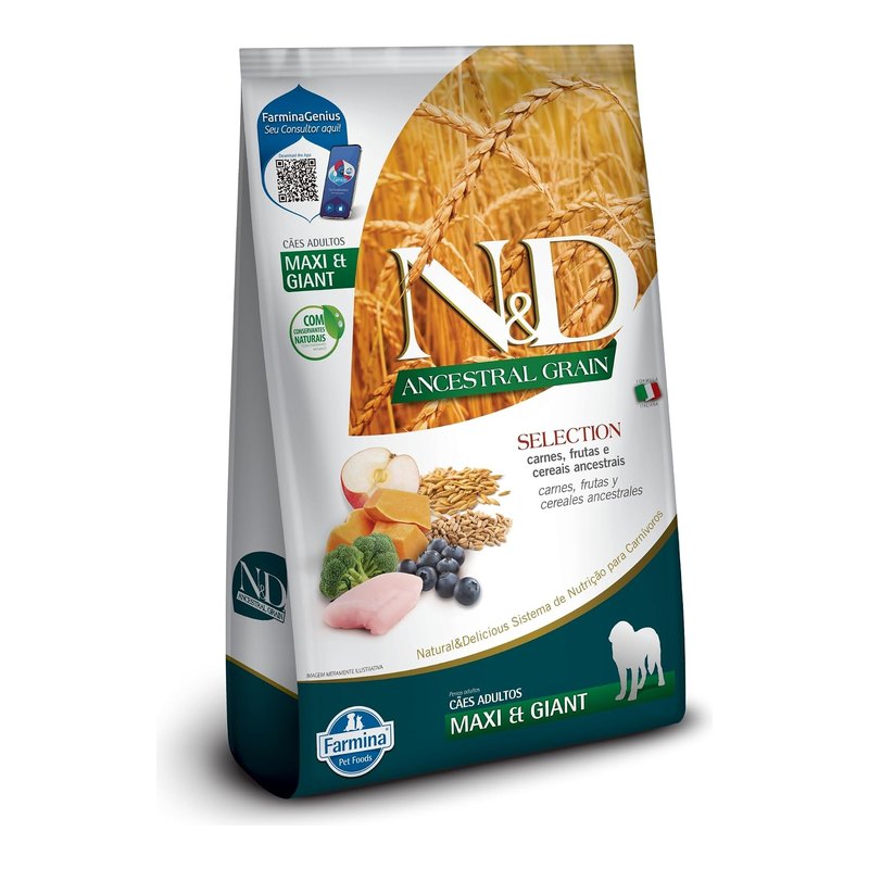 N&D Ancestral Grain Cães Adultos Raças Grandes e Gigantes Frango 15 kg