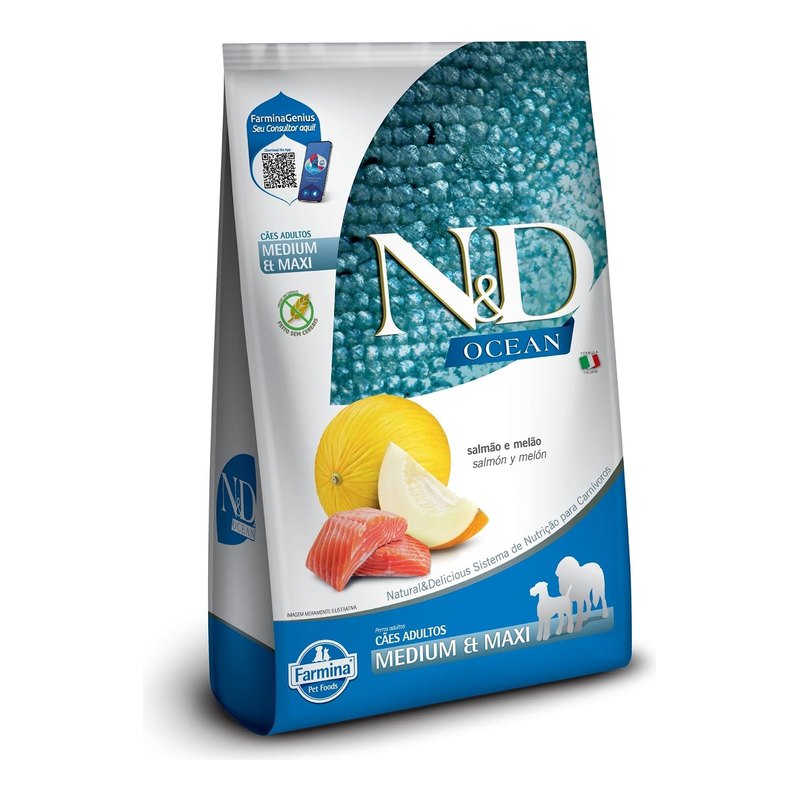 N&D Ocean Cães Adultos Raças Médias e Grandes Salmão e Melão 10,1 kg