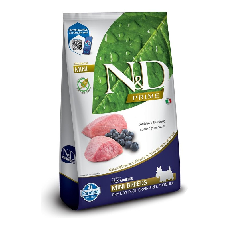 N&D Prime Cães Adultos Raças Mini e Pequenas Cordeiro e Blueberry 10,1 kg