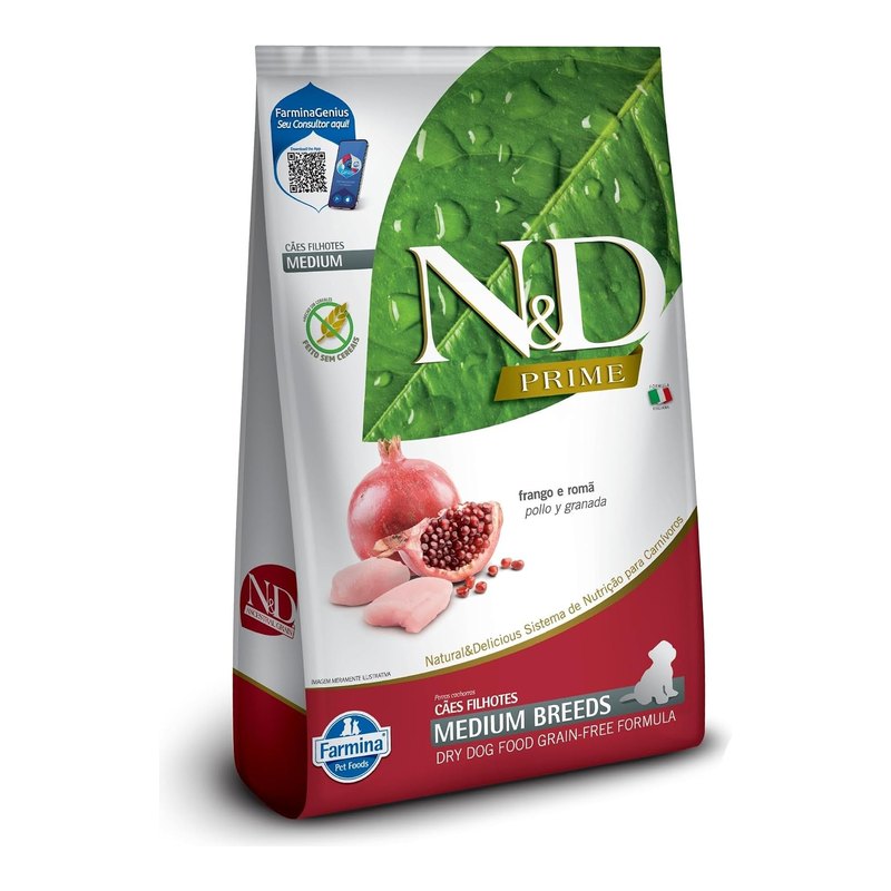 N&D Prime Cães Filhotes Raças Médias Frango e Romã 10,1 kg