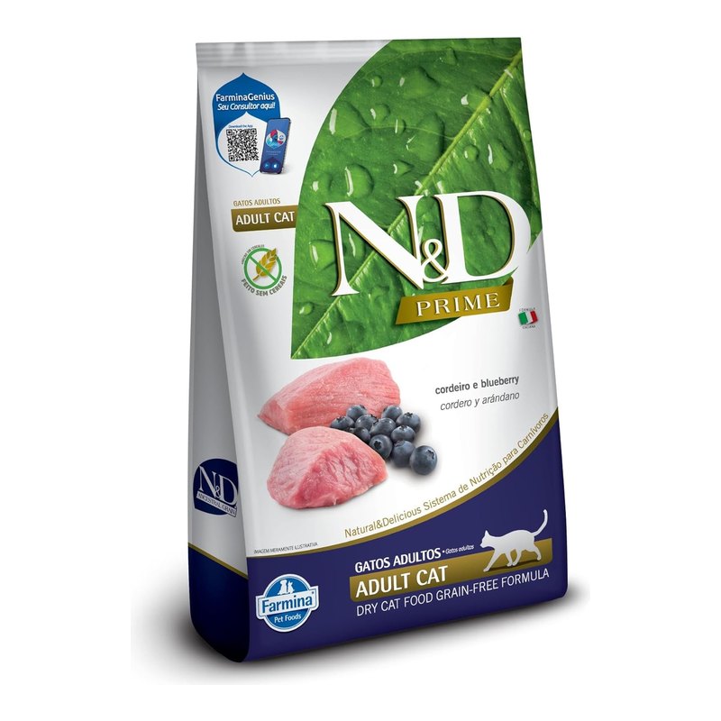 N&D Prime Gatos Adultos Cordeiro e Blueberry 7,5 kg