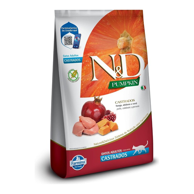 N&D Pumpkin Gatos Adultos Castrados Frango e Abóbora 7,5 kg