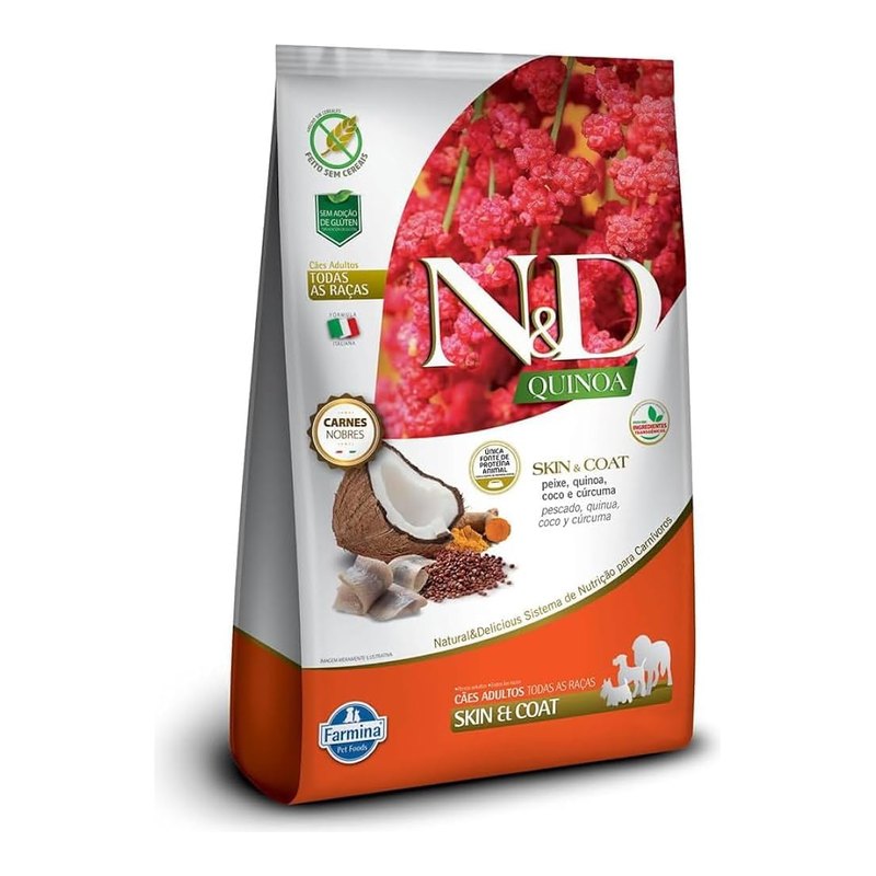 N&D Quinoa Pele e Pelo Cães Adultos Peixe 10,1 kg