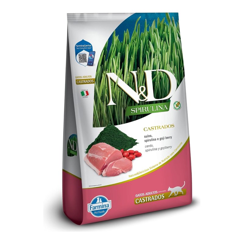 N&D Spirulina Gatos Adultos Castrados Suíno 7 kg