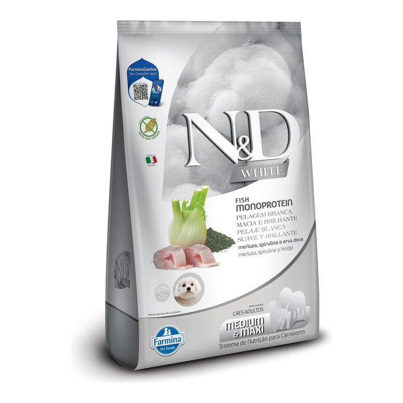 N&D White Cães Adultos Raças Médias e Grandes Merluza 7 kg