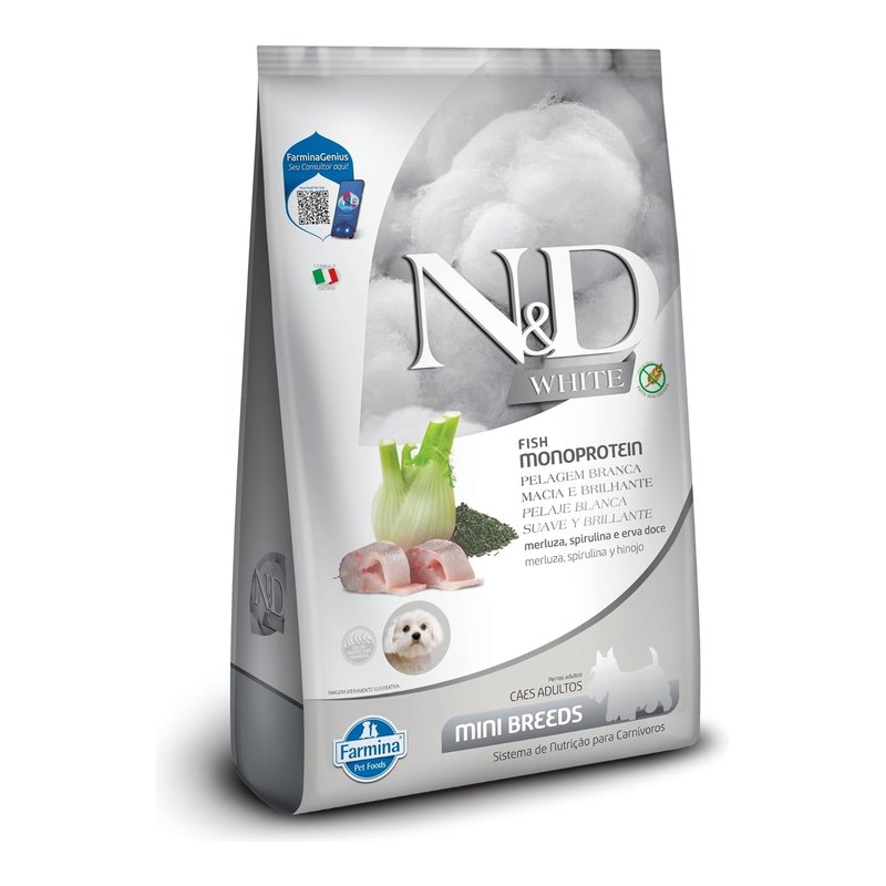 N&D White Cães Adultos Raças Mini e Pequenas Merluza 2 kg