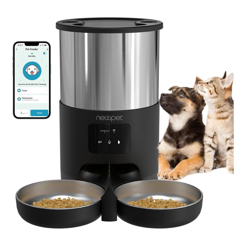 NEWPET Alimentador Duplo 2 Gatos Wi-Fi 5L
