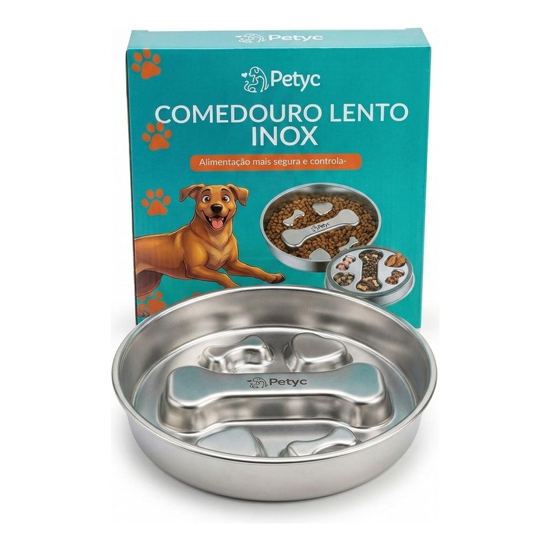 PETYC Comedouro Lento Inox Labirinto 1kg