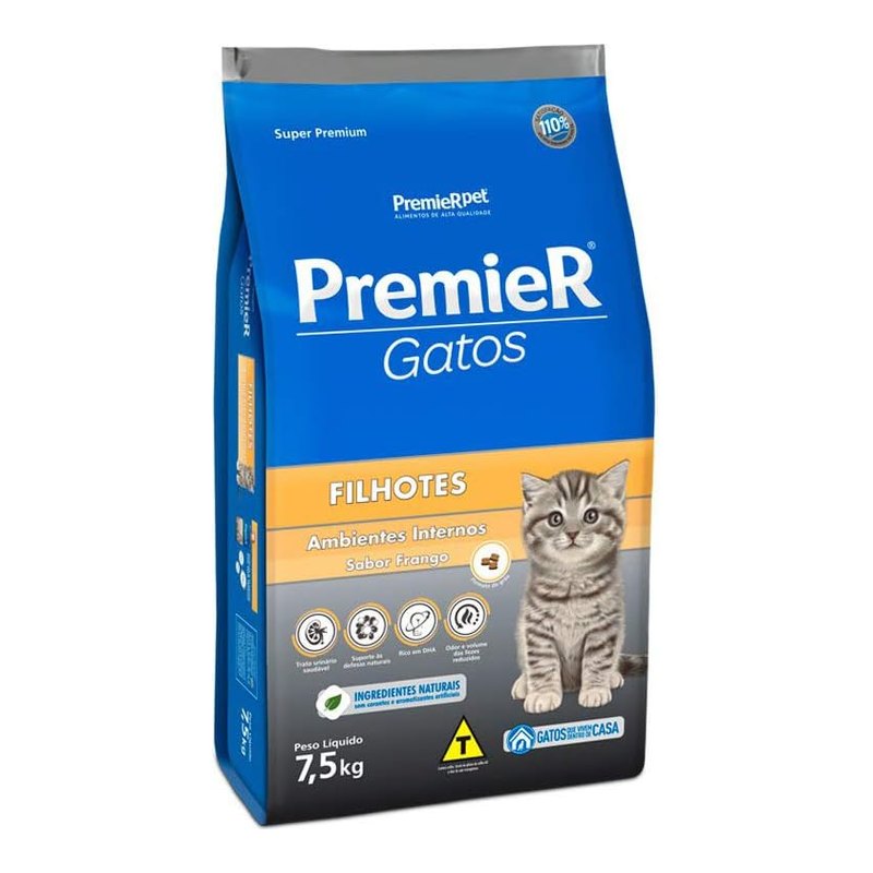 PremieR Ambientes Internos Gatos Filhotes Frango 7,5 kg