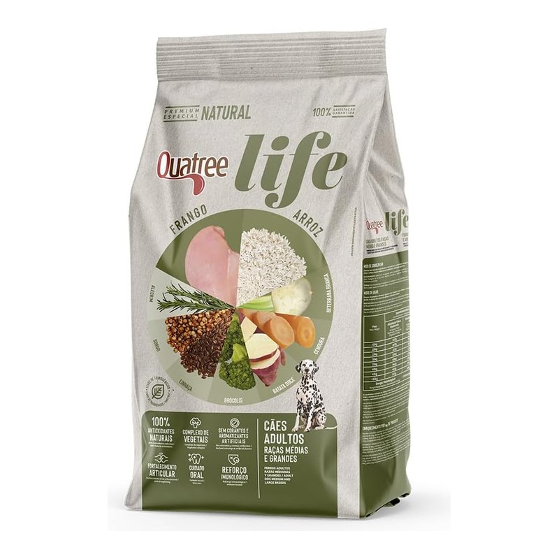 Quatree Life Cães Adultos Raças Médias e Grandes 15 kg