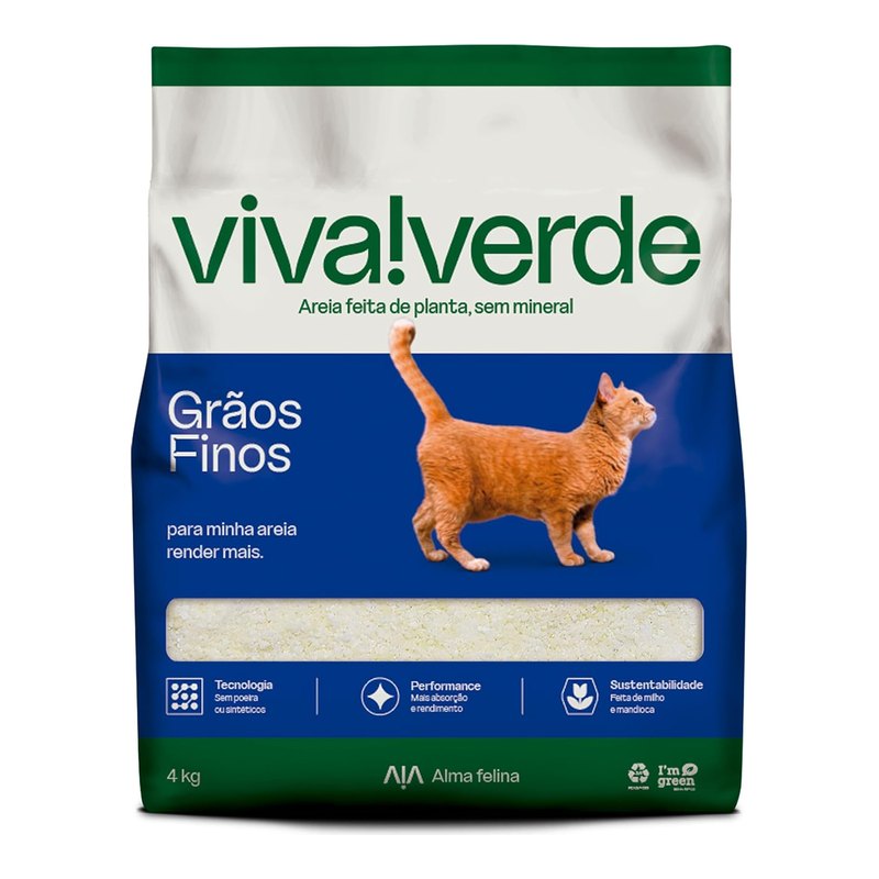 Viva Verde Areia Biodegradável Grãos Finos 4kg